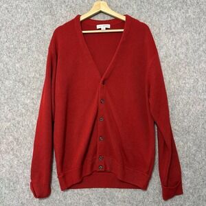 Cypress Links Mens Red V-Neck Button Front Cardigan Sweater Large 100% Acrylic